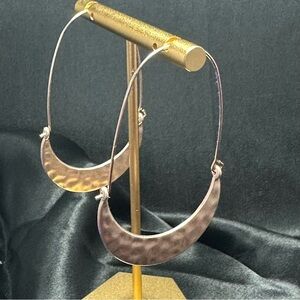 Rose Gold Hammered Metal Hoop Earrings | Modern Boho Statement Jewelry